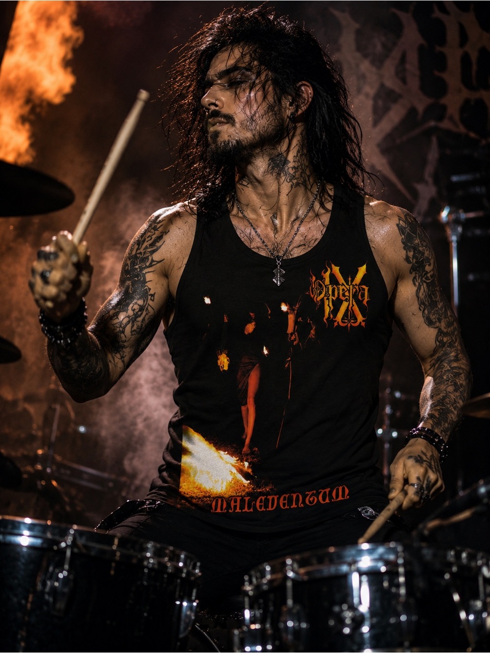 Opera IX Gothic Doom Death Maleventum Cotton Black Tank Top, Sz S-2XL